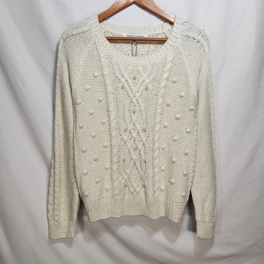 Cupcakes And Cashmere Womens Pearls And Pommed Cable-Knit Sweater Size Medium NW